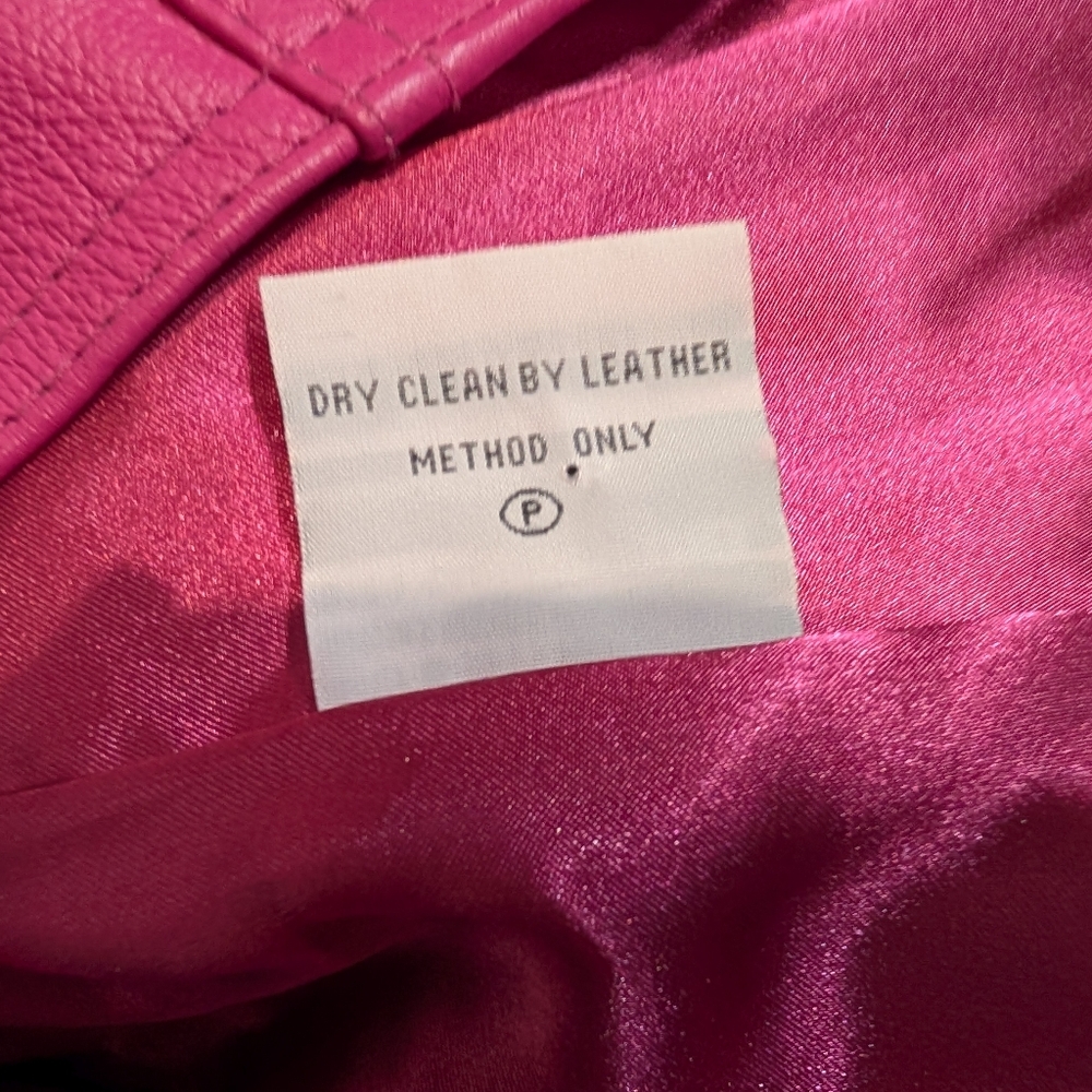 Vintage 90s Pamela McCoy Fuchsia Genuine Leather Jacket Blazer Style size Small - Picture 7 of 10